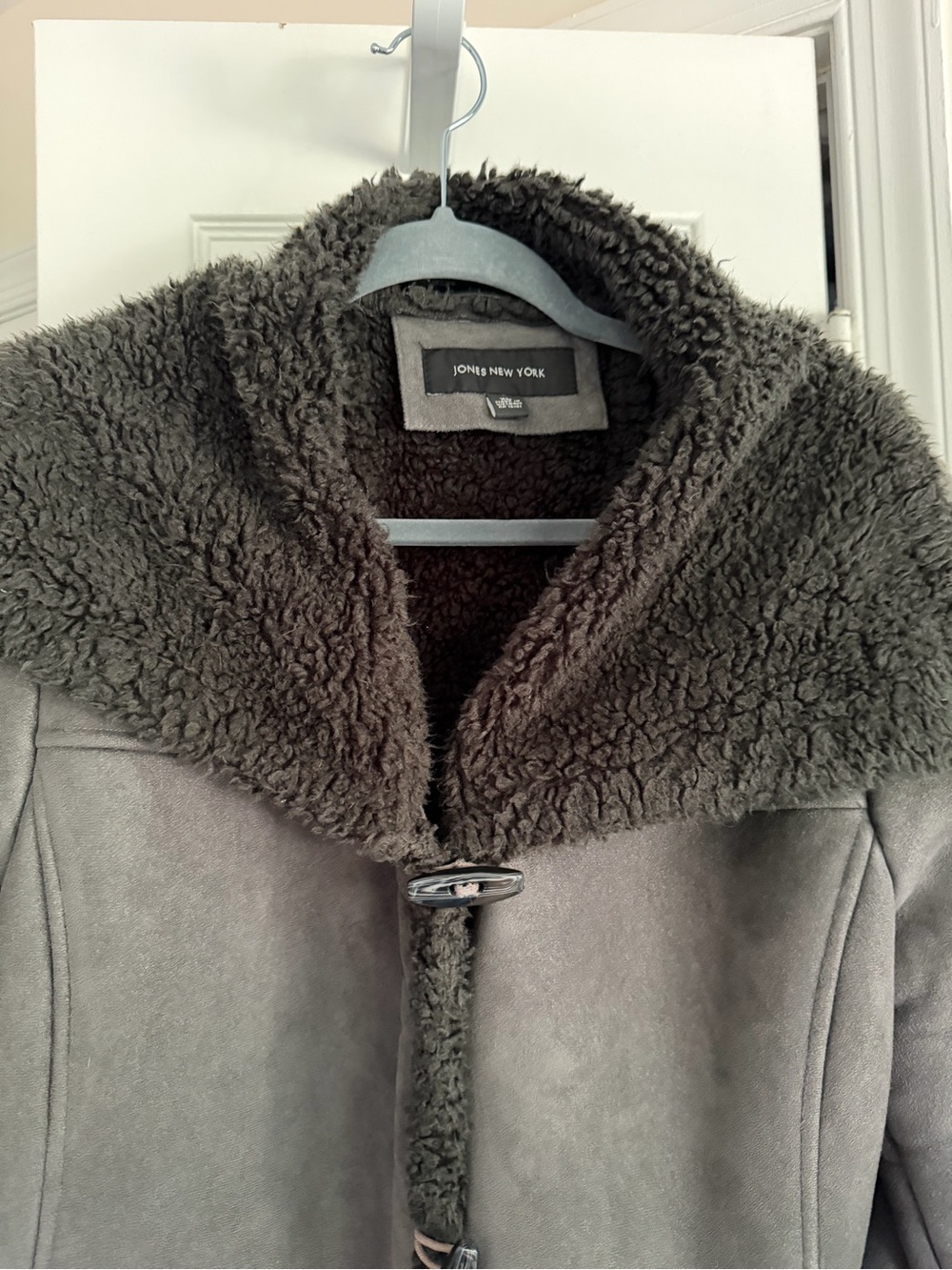 Jones New York Faux Shearling Jacket XL Brown Teddy Coat Minimal Luxe - Picture 8 of 12